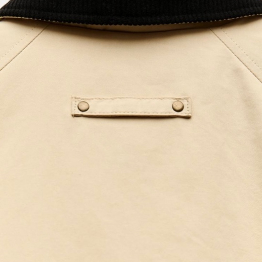 Zara Beige Trench-Style Utility Jacket with Black Collar - Picture 3 of 8